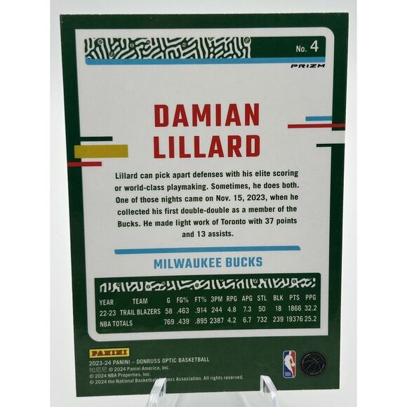 Damian Lillard 2023-24‎ Panini Optic Jazz Prizm SP #4 - Picture 2 of 2